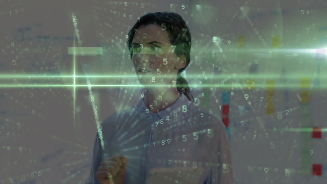 animación de la red de conexiones sobre una doctora caucásica