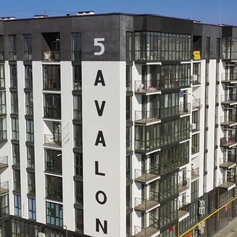 drone aerial footage of buildings. aerial view of apartment blocks in city