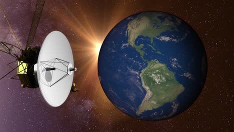 el satélite voyager y la tierra.