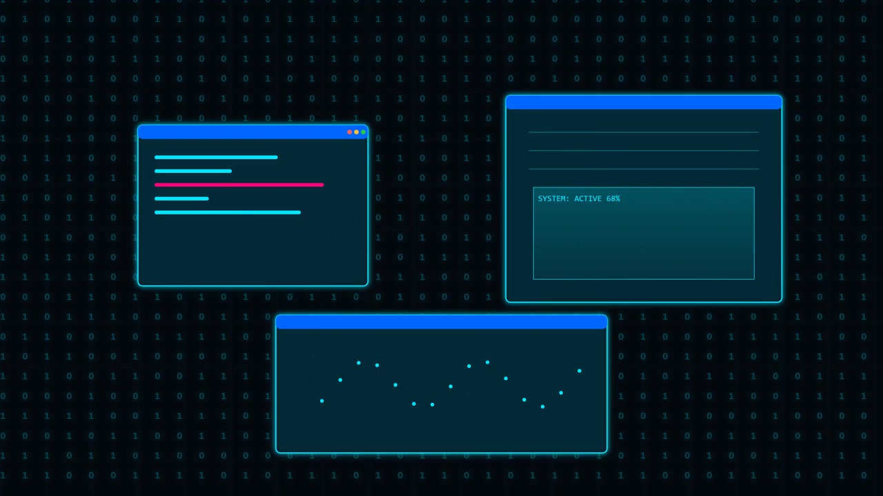 Digital Interface with Loading Progress Bars and Data Visualization