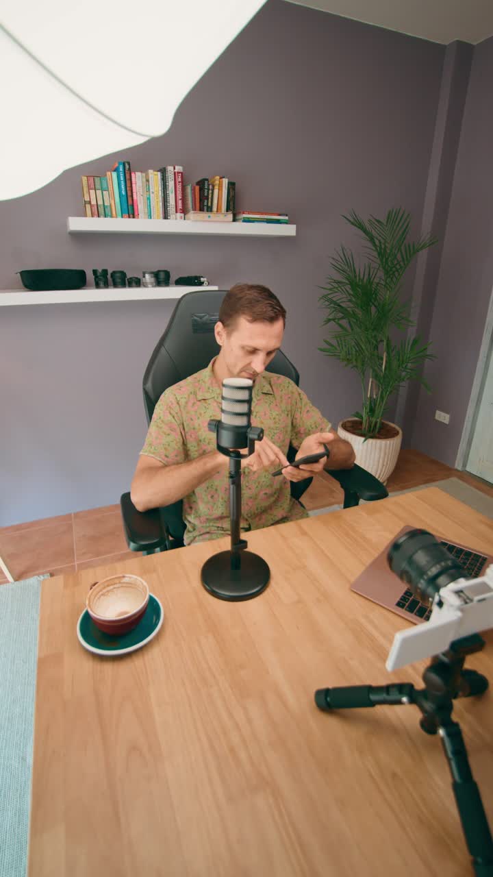 Vlogger working from home