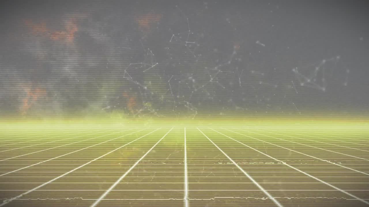 검은색 바탕에 네온 라인을 통해 연결 네트워크와 간섭의 애니메이션