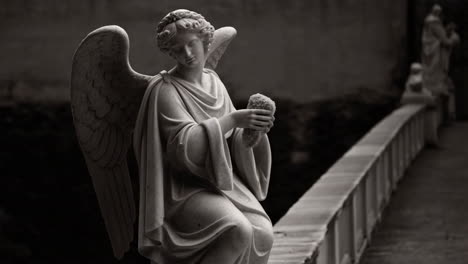 serene angel statue in monochrome