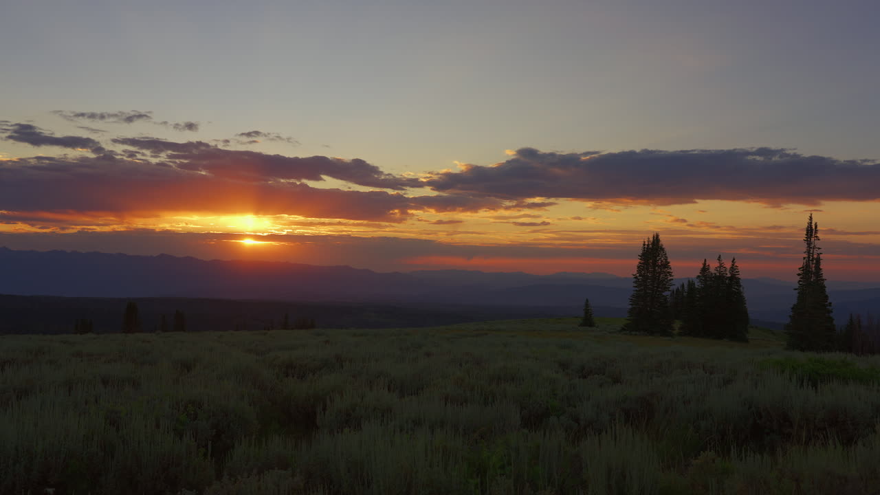 Sunset To Night Timelapse In The Mountain. - wide shot