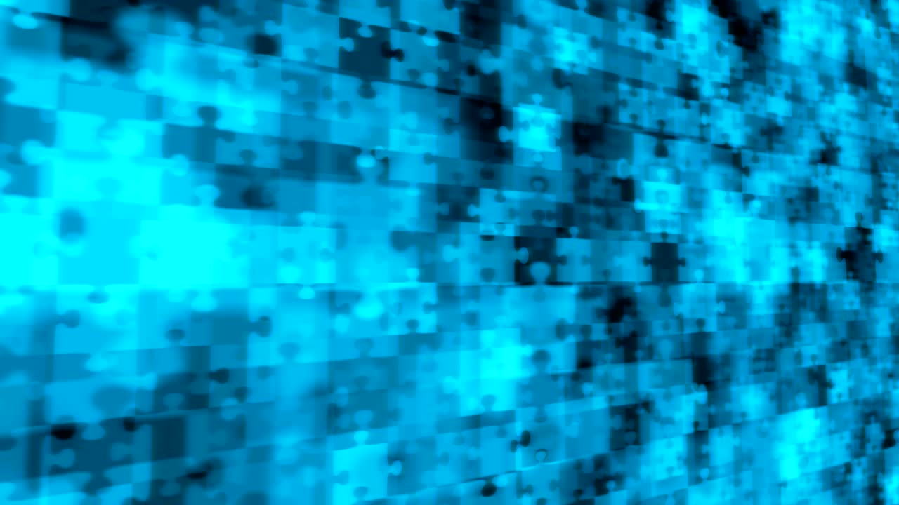 abstracto rompecabezas perspectiva vista ilustración de color azul patrón brillante fondo panorámico en movimiento, sin costuras de bucle animación 4k