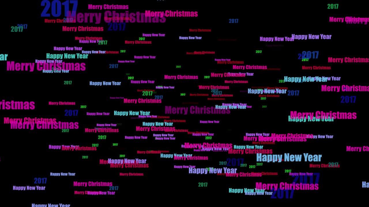 Happy New Year And Merry Christmas 2017 Text Animation 4K Loop