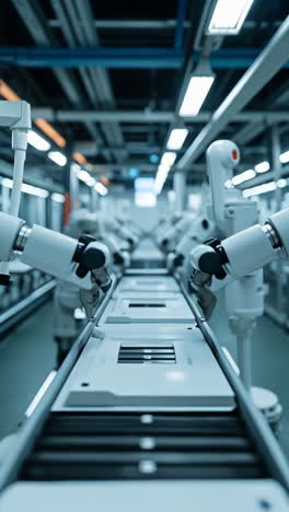 robotic arms on an automated assembly line in a modern factory