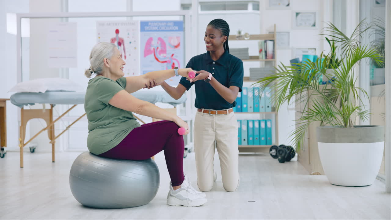 Physical therapy, exercise ball