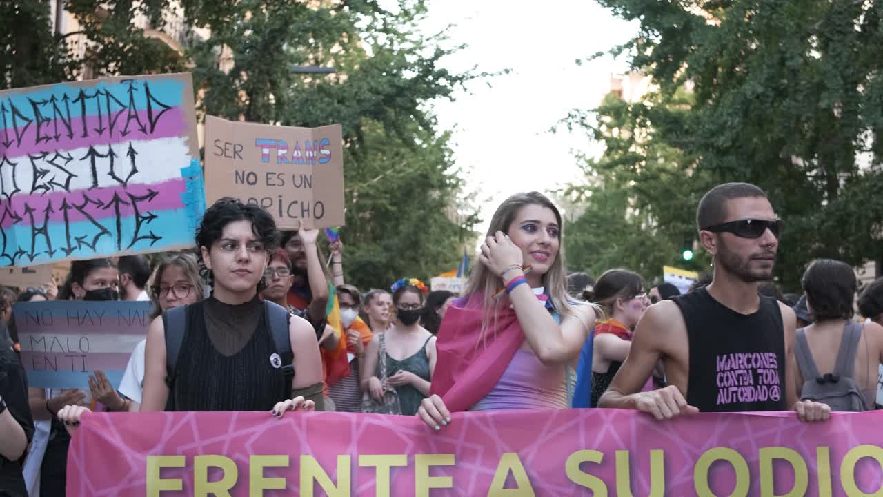 GRANADA, SPAIN - JUNE 28, 2022: Many people at the pride manifestation, LGBT+ community