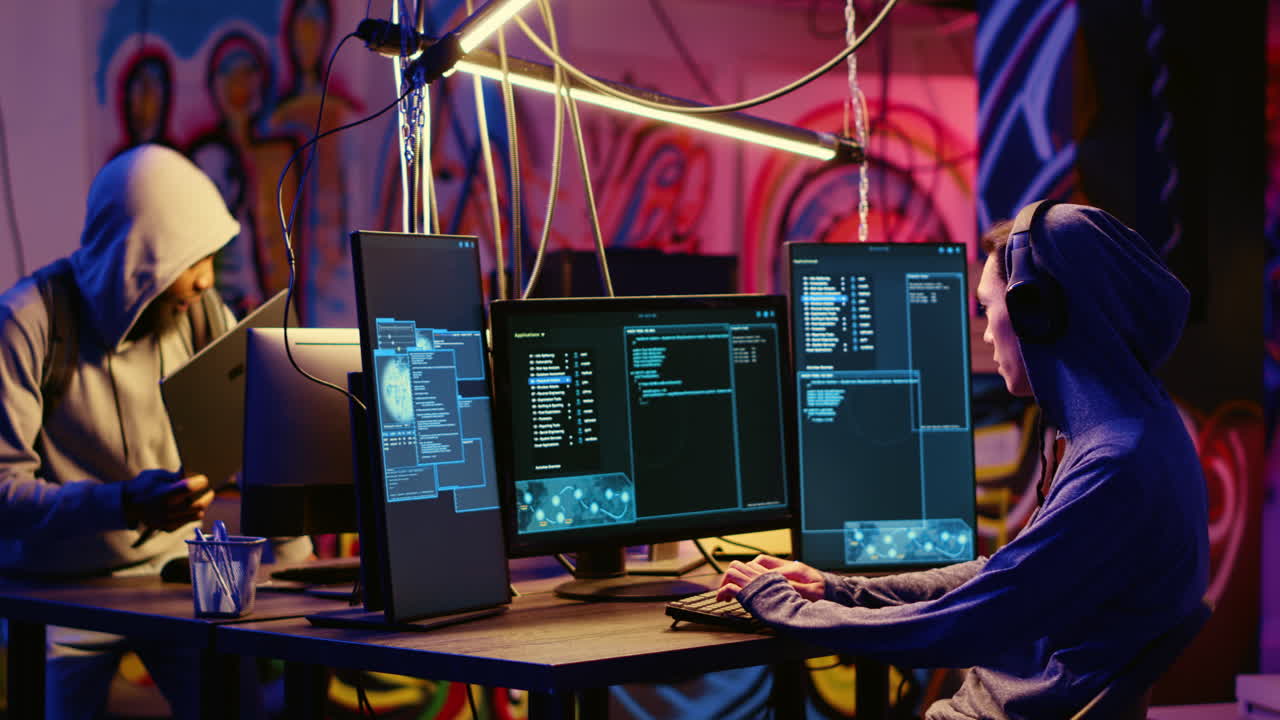 hackers escribiendo código de falsificación de ubicación