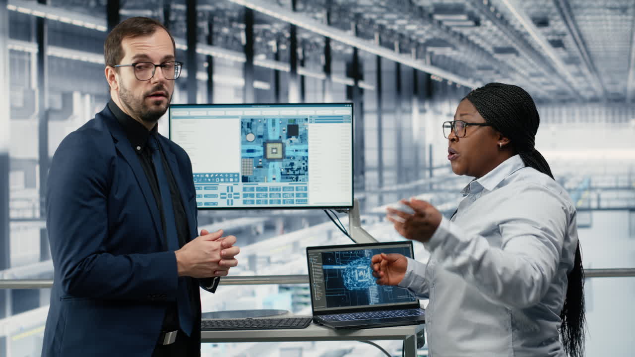 Microchip industry 4.0 plant directors using AI deep learning software