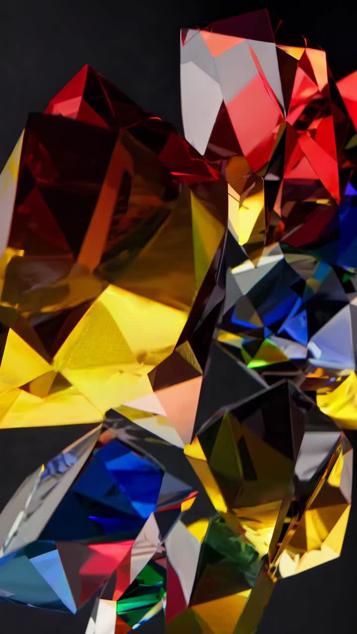 Vídeo em close-up de gemas azuis multifacetadas, filmado em perspectiva angulada
