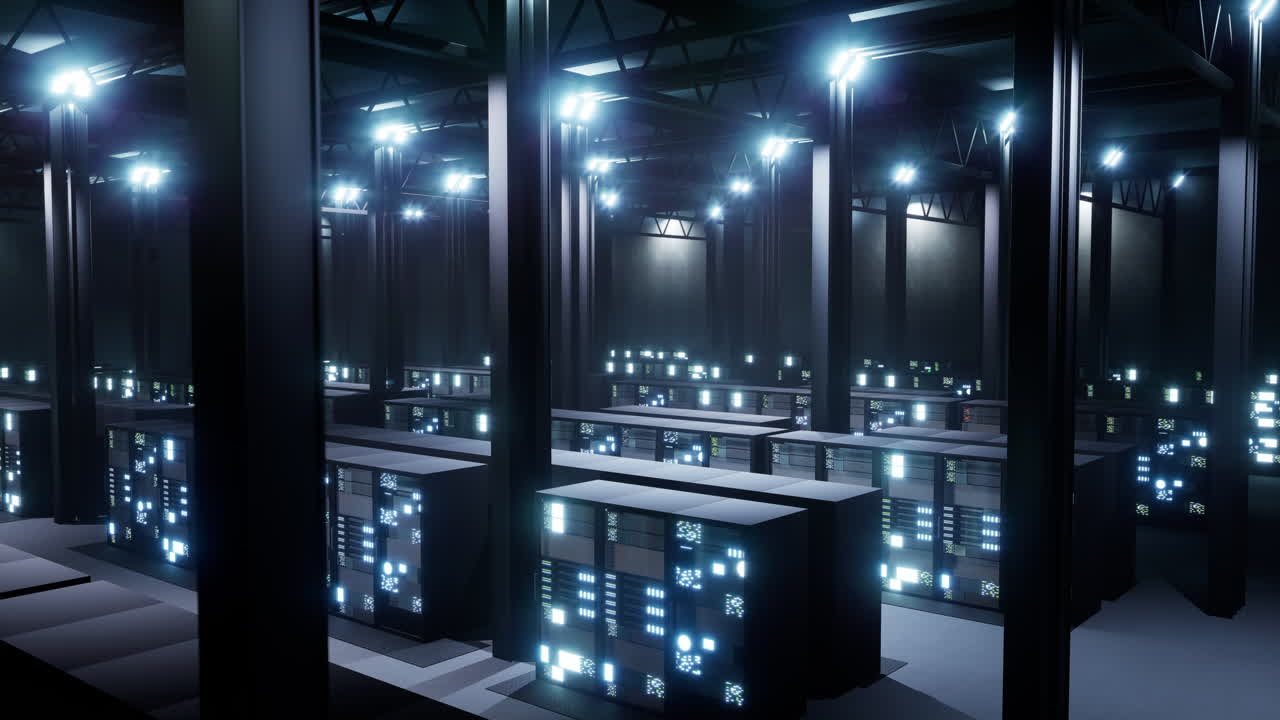 Modern data center with server racks