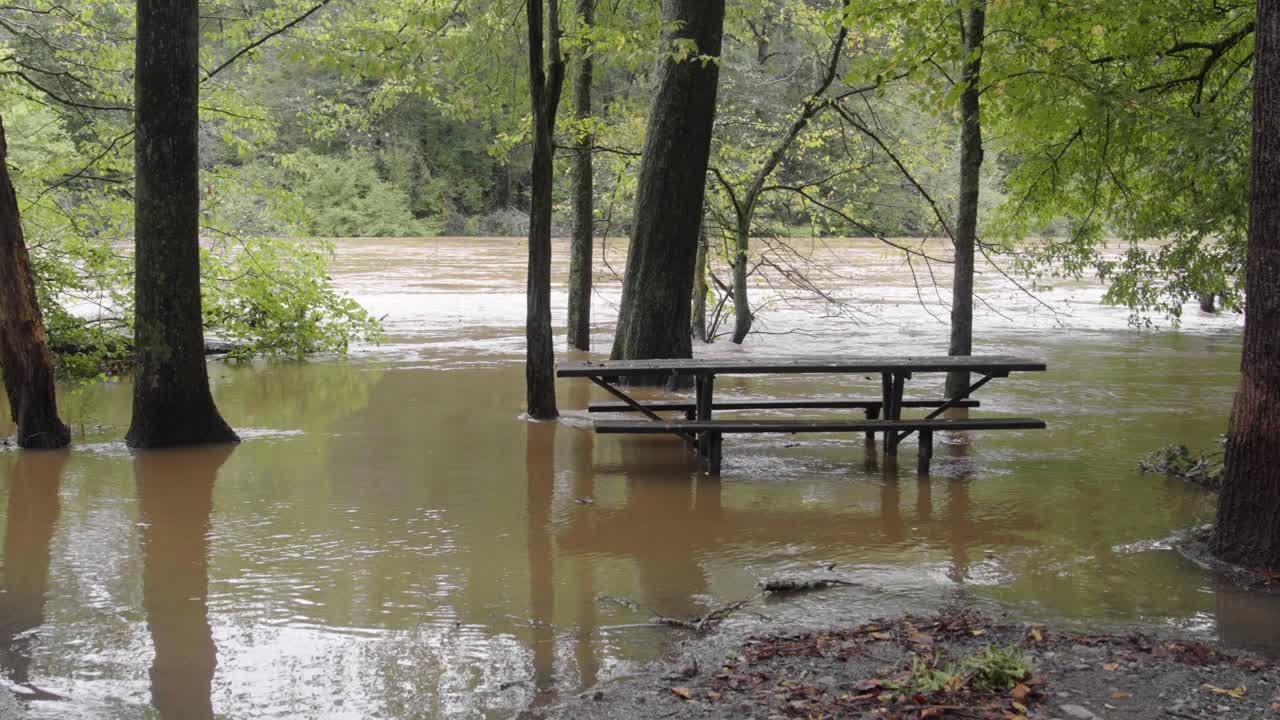 Hurricane Helene flooding from The Chattahoochee River in Atlanta, Georgia.