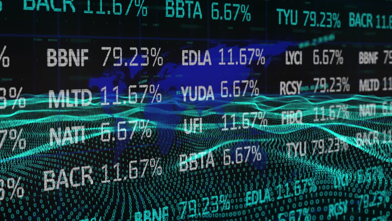 Stock market data processing against world map