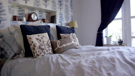 bedroom area in modern stylish apartment