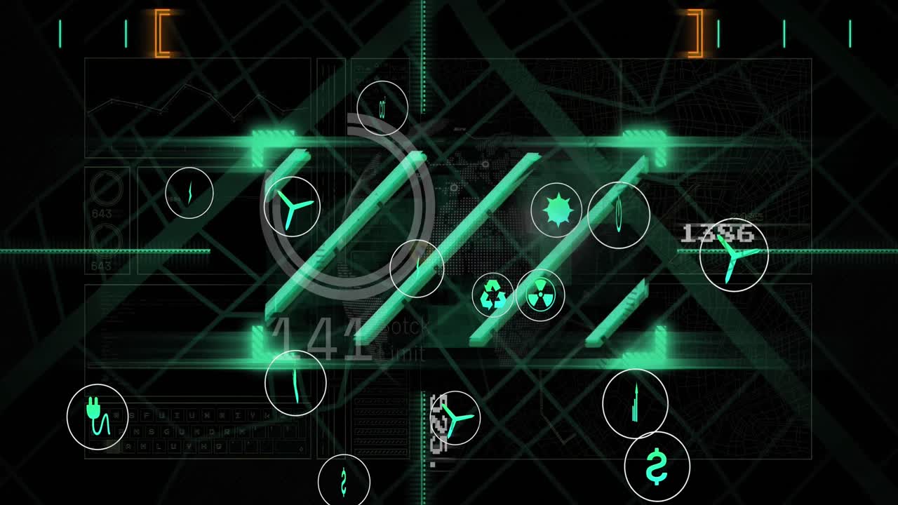 아이콘, 그래프, 로딩 서클 및 네비게이션 패턴을 통해 숫자를 변경하는 애니메이션