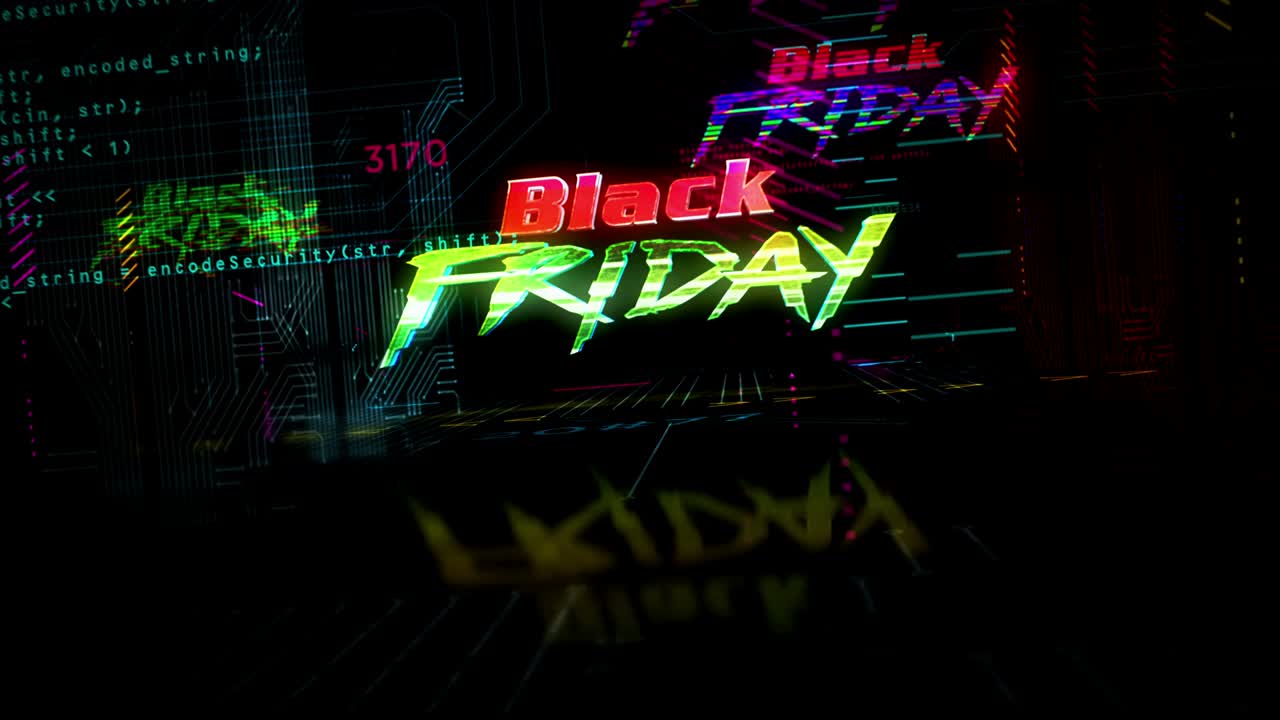 블랙 프라이데이 세일 테마와 함께 사이버 크 스타일 인트로