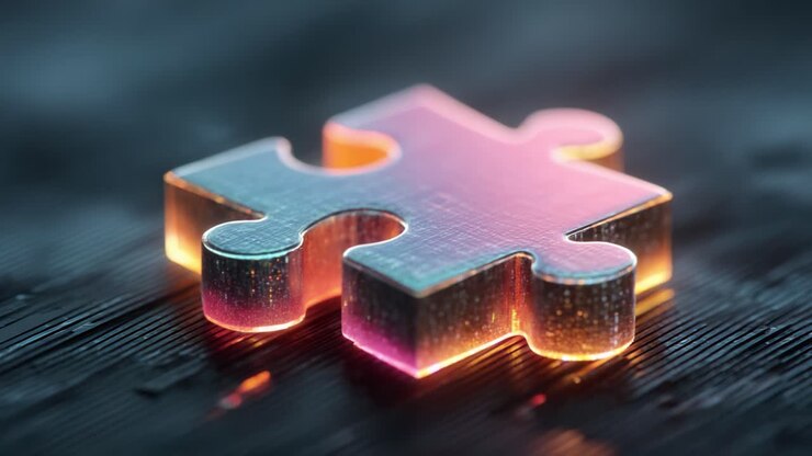 A Glimmering Puzzle Piece Glows Against a Dark, Textured Background, Symbolizing Connection and Complexity in Problem-Solving and Creativity