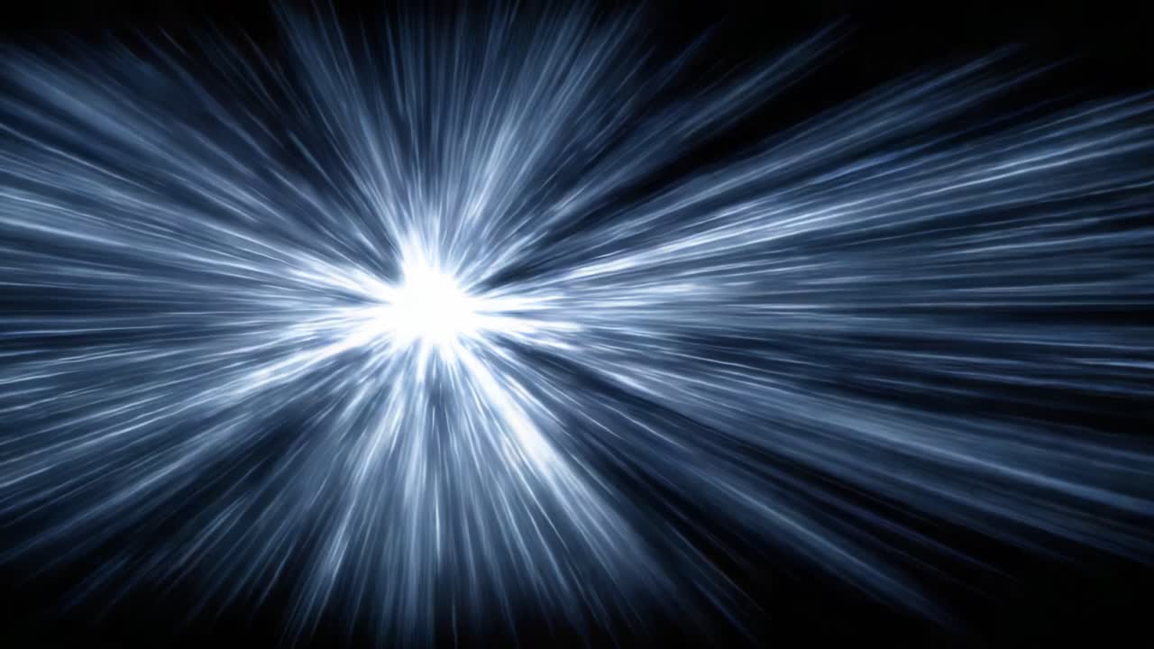Dynamic Light Burst: Abstract Visual Representation of Energy and Motion with Radiating Rays in an Ethereal Black Background Capturing the Essence of Speed and Power