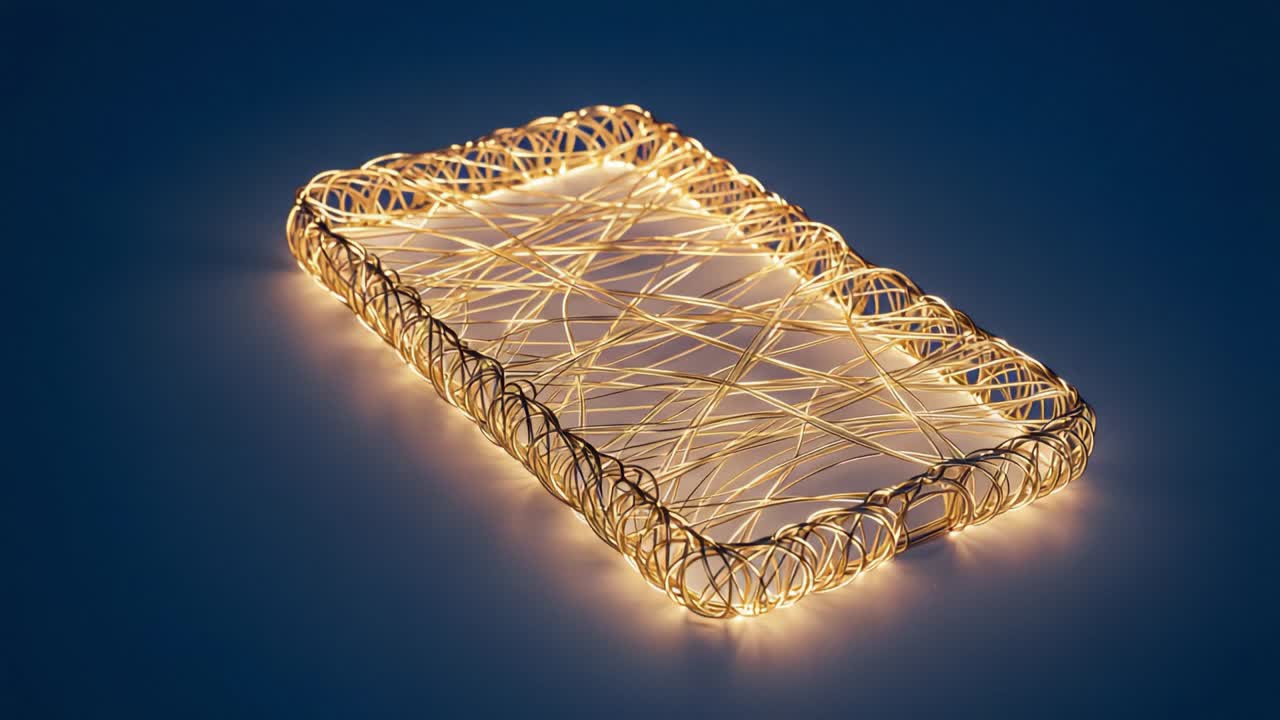 A Captivating Display of Elegantly Crafted Wire Tray Illuminated by Soft Light, Showcasing Intricate Patterns and a Minimalist Aesthetic in Modern Design