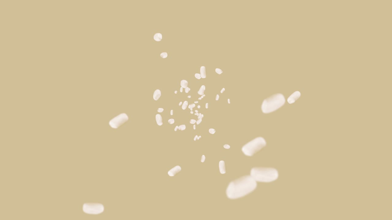 갈색 배경에 많은 을 날려. . 은. 채식주의자. 건강한 음식.  회전의 3d 루프 애니메이션.