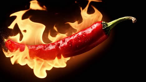 red hot chili pepper with flames