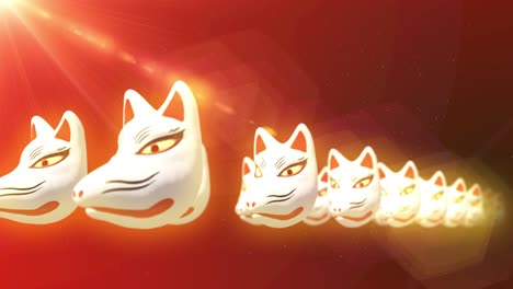 japanese traditional style fox face mask loop animation