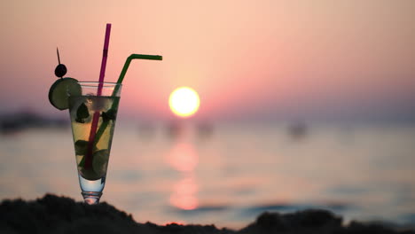 mojito on the beach at sunset