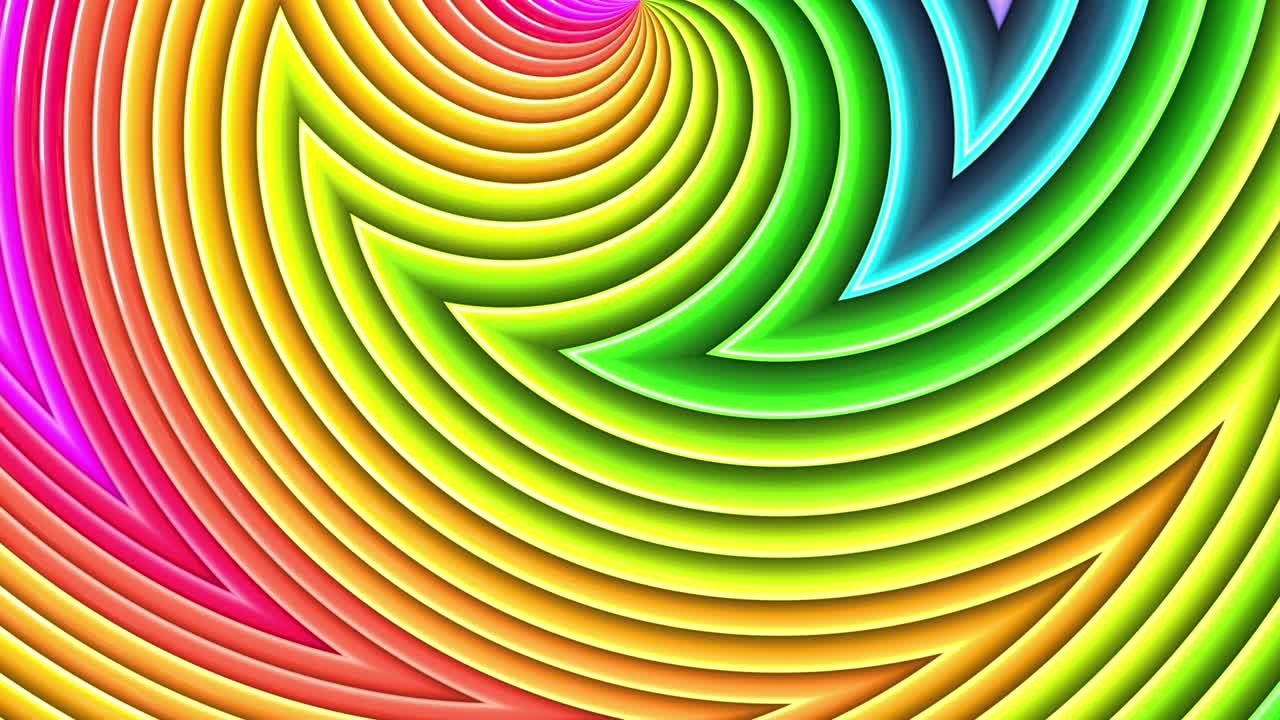 abstracto 3d sin costuras fondo brillante en 4k con cintas de arco iris. rayas multicolores arcoirís moverse cíclicamente en geometría simple estilo creativo de dibujos animados. animación suave en bucle. 57