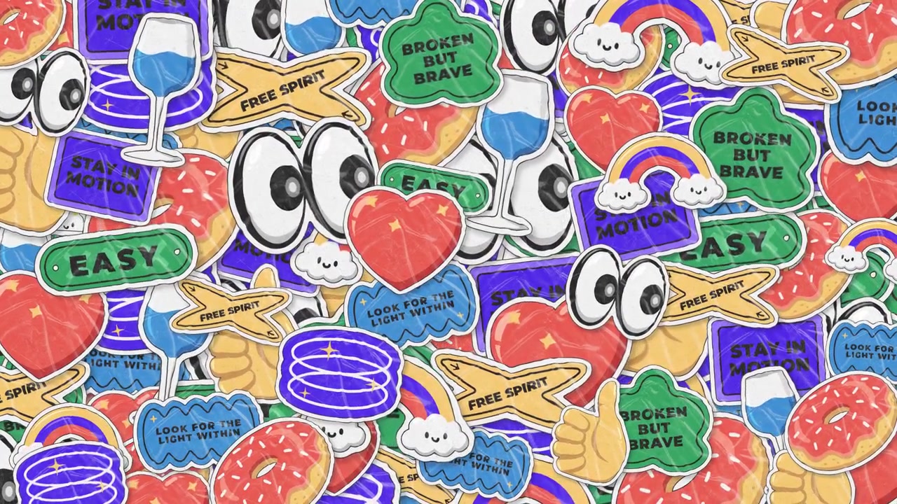 Loop collage di sticker animati