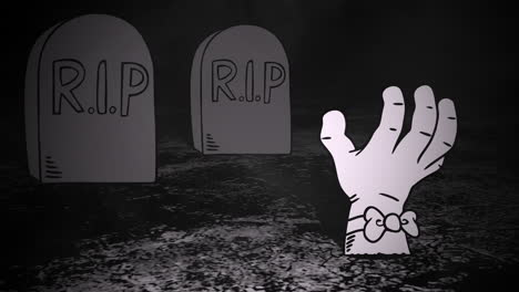 halloween background animation with hand in cemetery 3