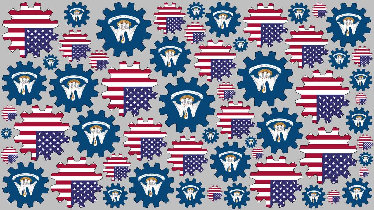 미국과 루이지애나 발 기어 회전 배경