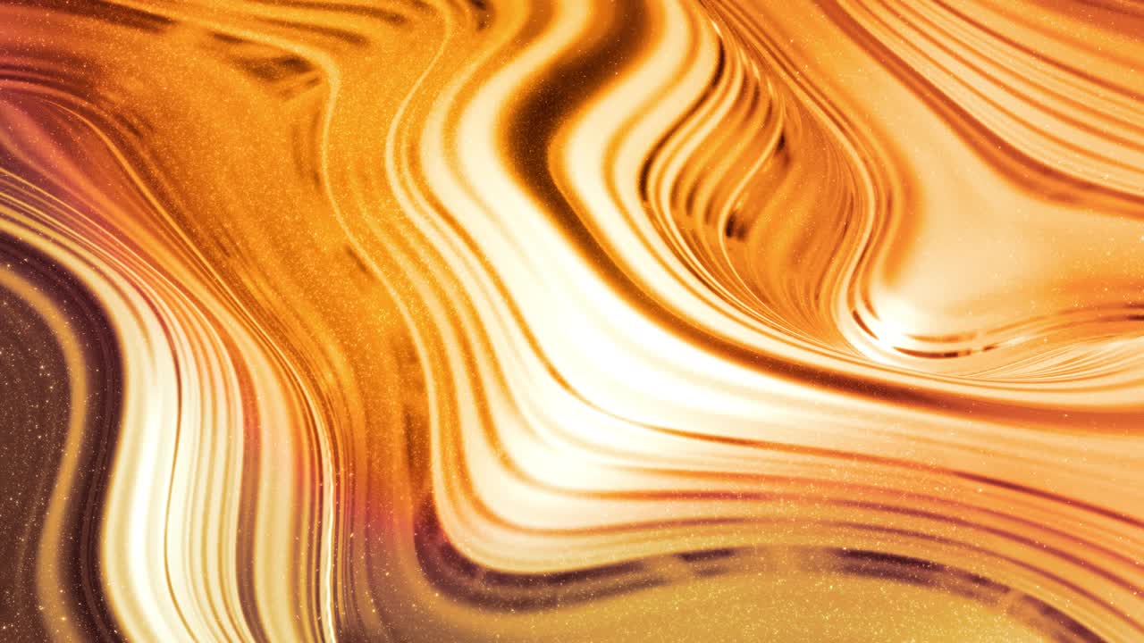 fondo abstracto en bucle con patrón líquido dorado brillante y ondulado en una superficie brillante y brillante. fluido azul viscoso como la superficie de papel dorado o vidrio brillante. hermoso telón de fondo festivo creativo.