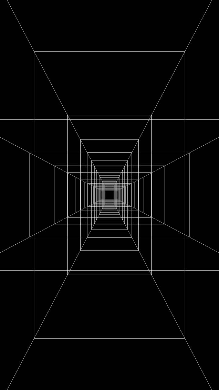 Geometric wireframe tunnel design for modern technology and architectural backgrounds. Clean, professional minimalist style for tech presentations