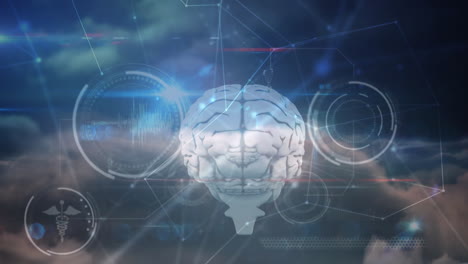 animation of networks of connections over medical data processing with digital human brain