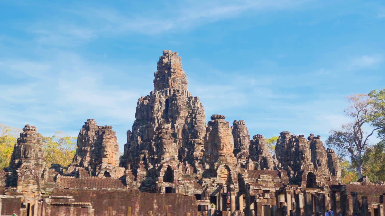 Driving past the iconic capital city Angkor Thom Siem Reap Cambodia