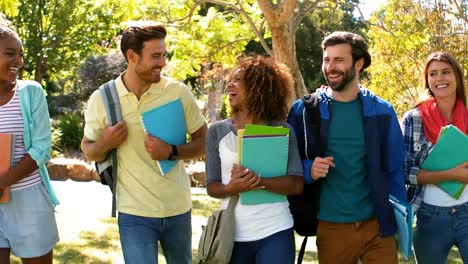 group of friends walking in campus