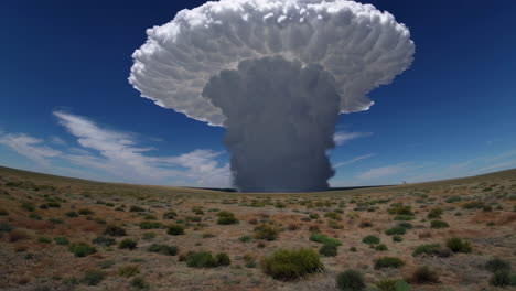 mushroom cloud over a desert landscape