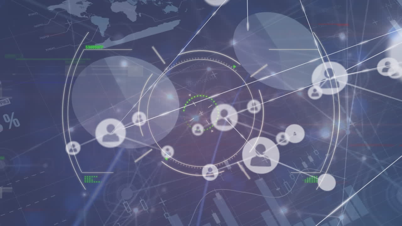 통계 데이터 처리 및 연결 네트워크에 대한 범위 스캐닝의 애니메이션