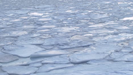 Norte-De-Noruega,-Grandes-Trozos-De-Hielo-Derretido-Flotando-En-La-Superficie-Del-Mar,-Bellas-Imágenes-De-La-Naturaleza-De-Larga-Duración