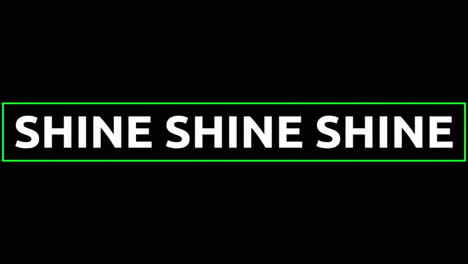 animation of shine in white text with pink crosses and green lines over blurred brown background