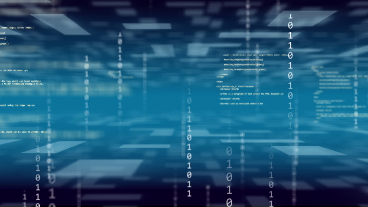 animación de formas con procesamiento de datos a través de codificación binaria