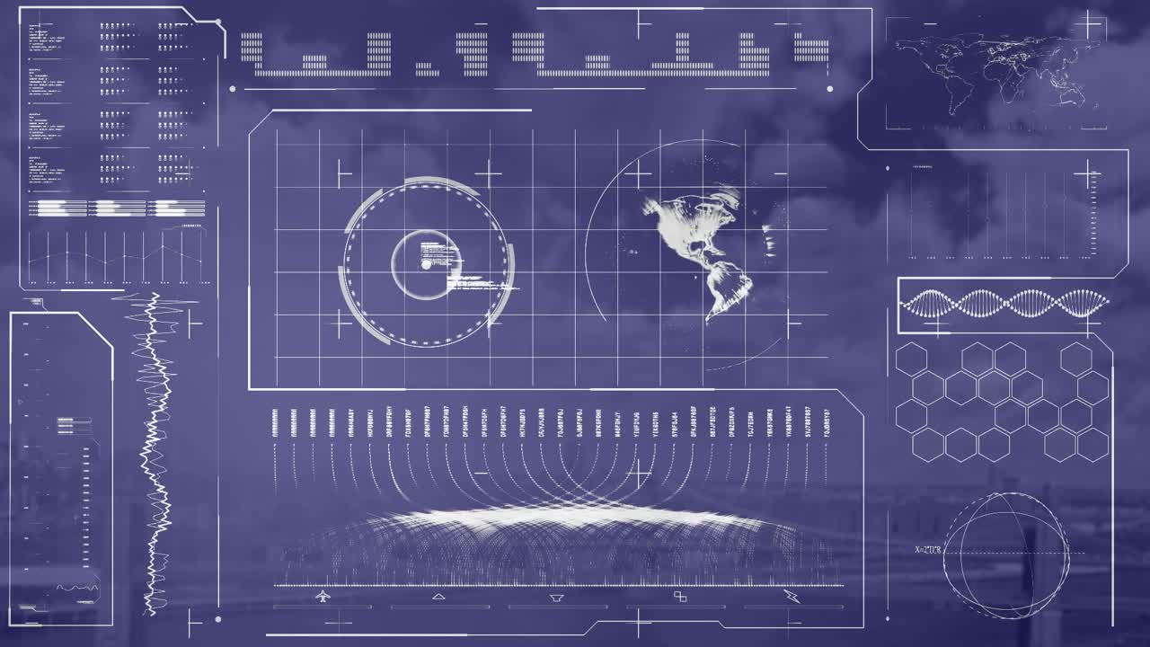 Animation of network of connections with icons and scope scanning