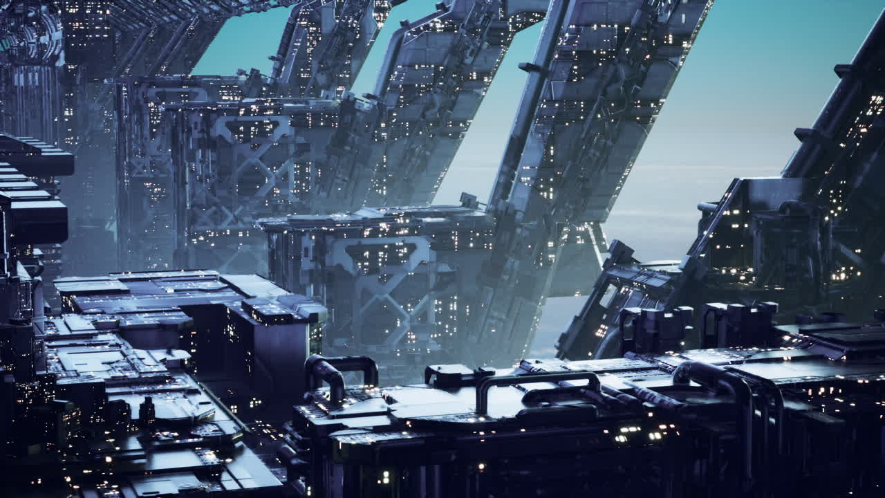 Futuristic city with advanced sky high architecture and design