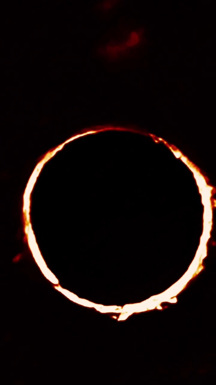 Solar Eclipse Showing Ring of Fire Against Dark Sky