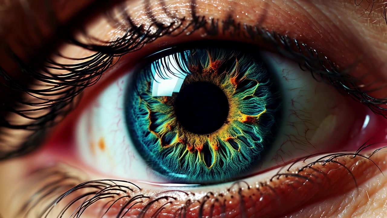 Primer Plano Extremo de un Ojo Humano con Detalle Vibrante del Iris