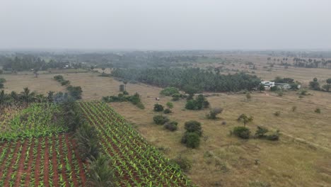aerial drone shot of farming lands in coimbatore area