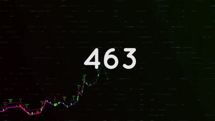 Animation of numbers and data processing on black background