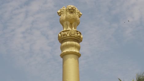 close up of ashok stambh statue on dadar beach in mumbai india